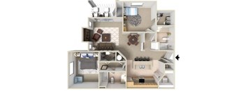 Chatham Floorplan 2 Bedroom 2 Bath 1145 Total Sq Ft at Alden Place at South Square Apartments, Durham, NC 27707