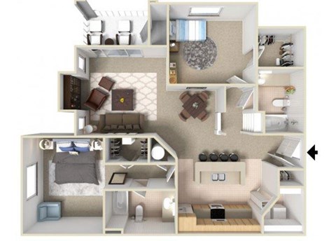 Chatham Floorplan 2 Bedroom 2 Bath 1145 Total Sq Ft at Alden Place at South Square Apartments, Durham, NC 27707