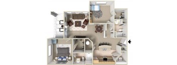 Cumberland Floorplan 2 Bedroom 2 Bath 1189 Total Sq Ft at Alden Place at South Square Apartments, Durham, NC 27707