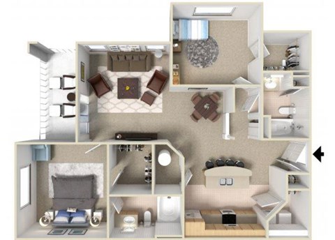 Cumberland Floorplan 2 Bedroom 2 Bath 1189 Total Sq Ft at Alden Place at South Square Apartments, Durham, NC 27707