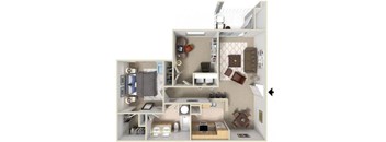 Pamlico Floorplan 1 Bedroom 1 Bath 938 Total Sq Ft at Alden Place at South Square Apartments, Durham, NC 27707