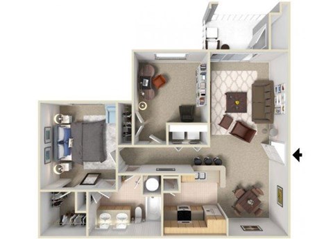 Pamlico Floorplan 1 Bedroom 1 Bath 938 Total Sq Ft at Alden Place at South Square Apartments, Durham, NC 27707