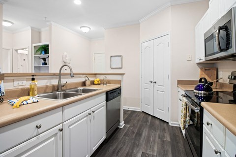 Kitchen Wide View at Alden Place at South Square, Durham, North Carolina
