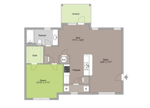 The Appalachian Floorplan 1 Bedroom 1 Bath at Ansley at Roberts Lake, Arden, NC, 28704