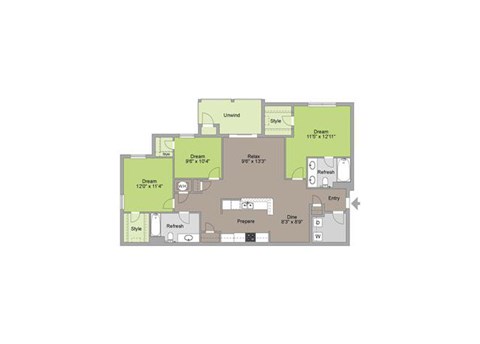 The Biltmore Floorplan 3 Bedroom 2 Bath at Ansley at Roberts Lake, Arden