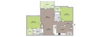 The Vanderbilt Floorplan 2 Bedroom 2 Bath at Ansley at Roberts Lake, Arden, North Carolina