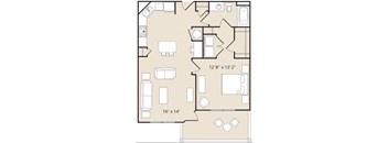 A2 Floorplan 1 Bedroom 1 Bath 809 Total Sq Ft at Ashby at Ross Bridge, Hoover, AL 35226