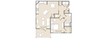 A3 Floorplan 1 Bedroom 1 Bath 826 Total Sq Ft at Ashby at Ross Bridge, Hoover, AL 35226