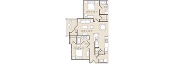 B1 Floorplan 2 Bedroom 2 Bath 1051 Total Sq Ft at Ashby at Ross Bridge, Hoover, AL 35226