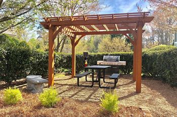 Outdoor Gas Grilling Pavilion and Lounge Area around the Resort Style Swimming Pool at Autumn Park Apartments, Charlotte, NC 28262