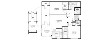 Dartmouth Floorplan 2 Bedroom 2 Bath 1139 Total Sq Ft at Cambridge Square Apartments, Overland Park, KS 66211