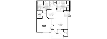 Harvard Floorplan 1 Bedroom 1 Bath 734 Total Sq Ft at Cambridge Square Apartments, Overland Park, KS 66211