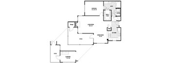 Princeton Floorplan 1 Bedroom 1 Bath 1006 Total Sq Ft at Cambridge Square Apartments, Overland Park, KS 66211