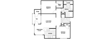 Yale Floorplan 2 Bedroom 1 Bath 918 Total Sq Ft at Cambridge Square Apartments, Overland Park, KS 66211