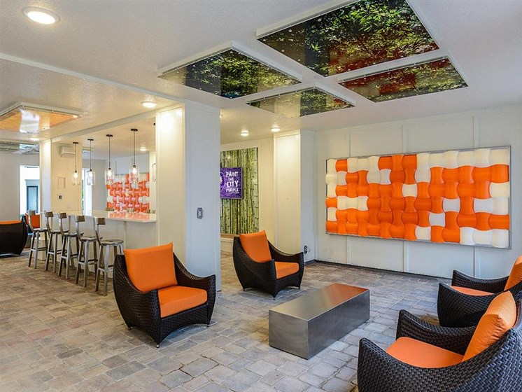 Stunning Modern Design Community Clubhouse with Ample Space and Amenities at EOS Apartments, Orlando, FL 32826