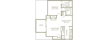 The Abby Floorplan 1 Bedroom 1 Bath 588 Total Sq Ft at Pointe Royal Townhome Apartments, Overland Park, KS 66213