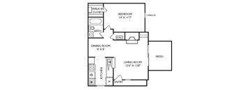 The Executive Floorplan 1 Bedroom 1 Bath 669 Total Sq Ft at Pointe Royal Townhome Apartments, Overland Park, KS 66213