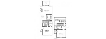 The Grand Marquis Floorplan 2 Bedroom 2 Bath 1047 Total Sq Ft at Pointe Royal Townhome Apartments, Overland Park, KS 66213