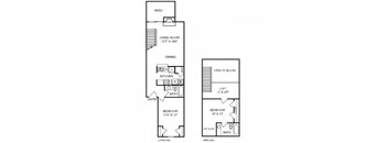 The Windsor Floorplan 2 Bedroom 2 Bath 1153 Total Sq Ft at Pointe Royal Townhome Apartments, Overland Park, KS 66213