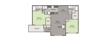 THE EDINBURGH Floor Plan at St. Andrews Apartment Homes, Johns Creek, Georgia