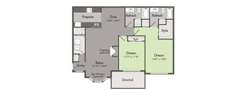 THE HAMILTON Floor Plan at St. Andrews Apartment Homes, Johns Creek, 30022