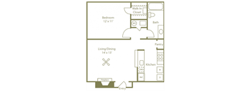 Birches Floorplan 1 Bedroom 1 Bath at Stewarts Ferry, Nashville, TN