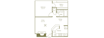 Countrywood Floorplan 1 Bedroom 1 Bath at Stewarts Ferry, Nashville, TN, 37214