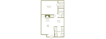 Cypress Floorplan 1 Bedroom 1 Bath at Stewarts Ferry, Tennessee, 37214