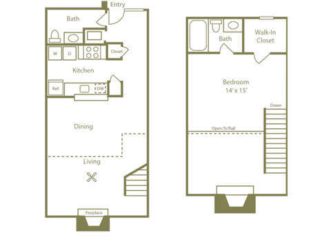 Glendale Floorplan 1 Bedroom 1.5 Bath at Stewarts Ferry, Tennessee