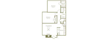 Grove Floorplan 2 Bedroom 1 Bath at Stewarts Ferry, Nashville