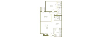 Timberwood Floorplan 2 Bedroom 2 Bath at Stewarts Ferry, Nashville, TN