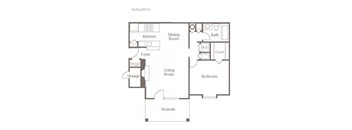 1 Bedroom Floor Plan at The Addison at Collierville, Collierville, 38017