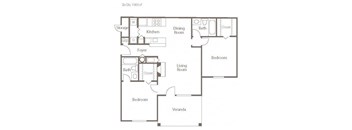 2 Bedroom Floor Plan at The Addison at Collierville, Collierville, TN