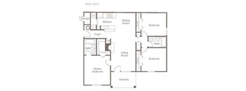 3 Bedroom Floor Plan at The Addison at Collierville, Collierville, TN, 38017