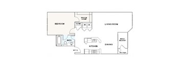 A1 Floorplan 1 Bedroom 1 Bath 790 Total Sq Ft at The Retreat at Germantown Apartments, Germantown, TN 38138