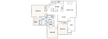C1 Floorplan 3 Bedroom 2 Bath 1393 Total Sq Ft at The Retreat at Germantown Apartments, Germantown, TN 38138