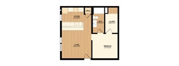 The Wash House A3 Floorplan 1 Bedroom 1 Bath 668 Total Sq Ft at The Tennessee Brewery, Memphis, TN 38103
