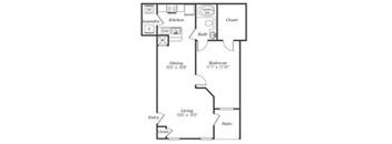 Alton Floorplan 1 Bedroom 1 Bath 822 Total Sq Ft at Villas at Carrington Square Apartments, Overland Park, KS 66221
