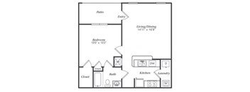 Ansley Floorplan 1 Bedroom 1 Bath 667 Total Sq Ft at Villas at Carrington Square Apartments, Overland Park, KS 66221