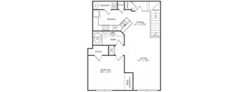 Arbour Floorplan 1 Bedroom 1 Bath 1025 Total Sq Ft at Villas at Carrington Square Apartments, Overland Park, KS 66221