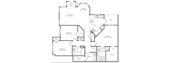 Callahan Floorplan 3 Bedroom 2 Bath 1496 Total Sq Ft at Villas at Carrington Square Apartments, Overland Park, KS 66221