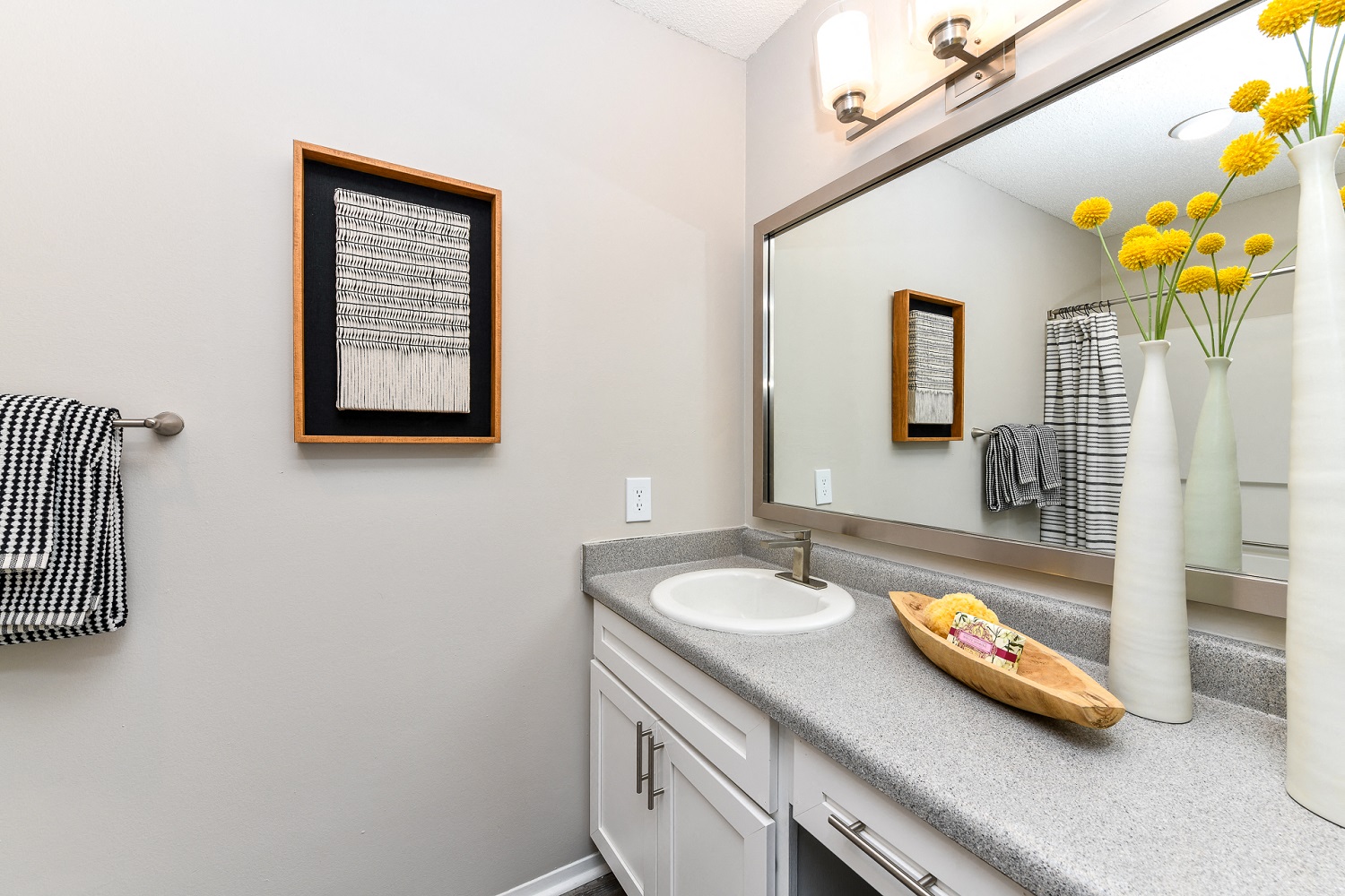 Spacious bathroom with large vanity at 15Seventy, Chesterfield, MO 63017