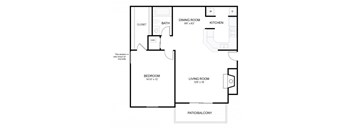 The Carrington Floorplan 1 Bedroom 1 Bath 744 Total Sq Ft at 15Seventy Chesterfield Apartment Homes, Chesterfield, MO 63017