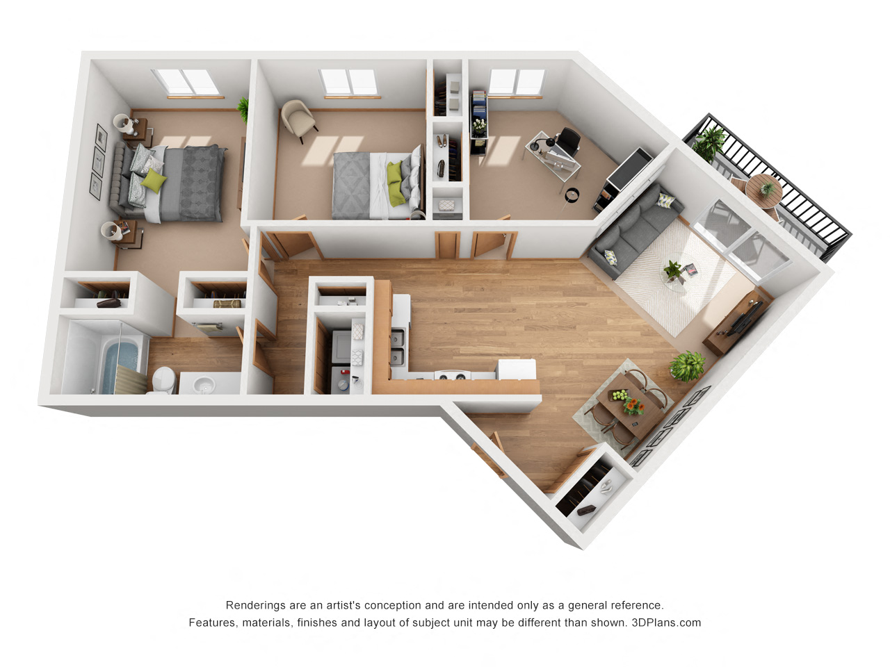 1070 sq.ft. Three Bed One Bath