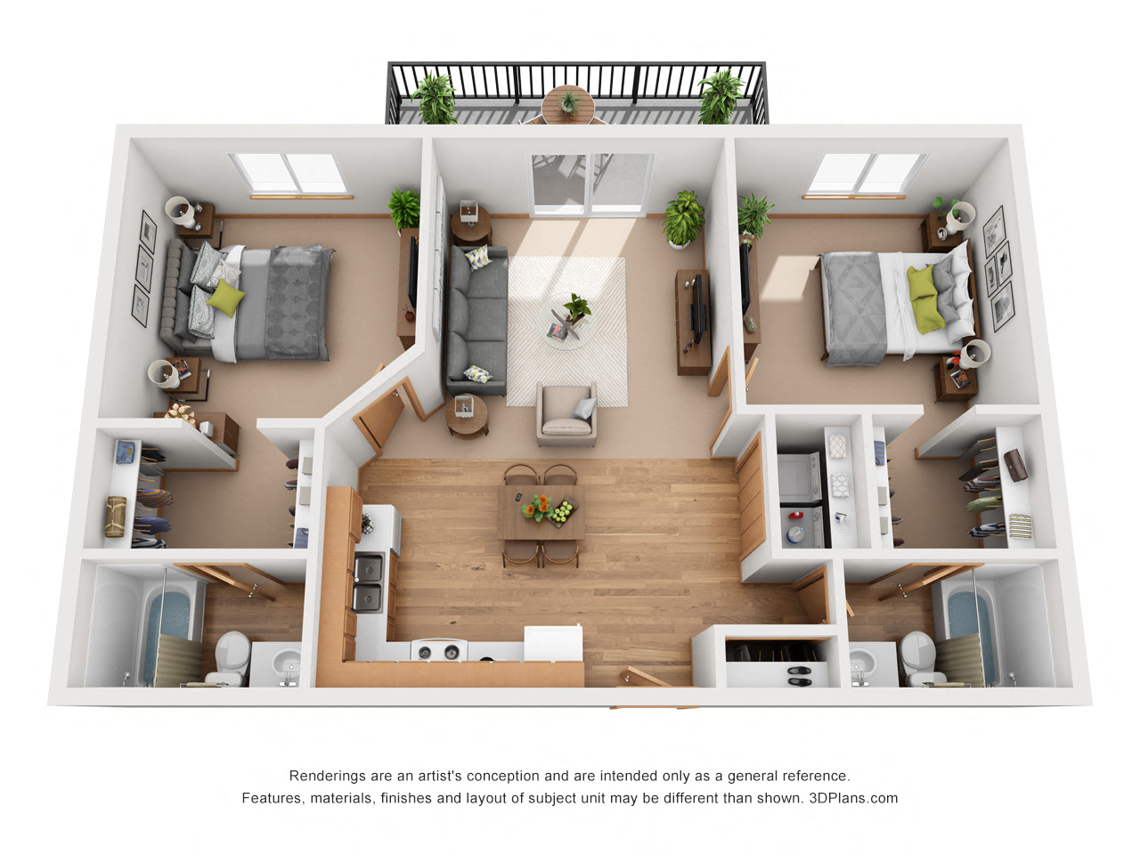 938 sq.ft. Two Bed Two Bath