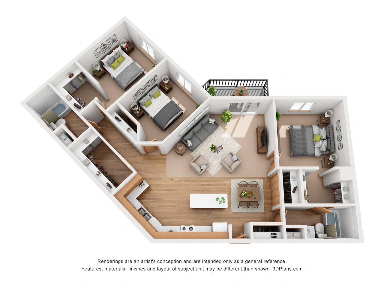 1326 sq.ft. Three Bedroom Two Bath