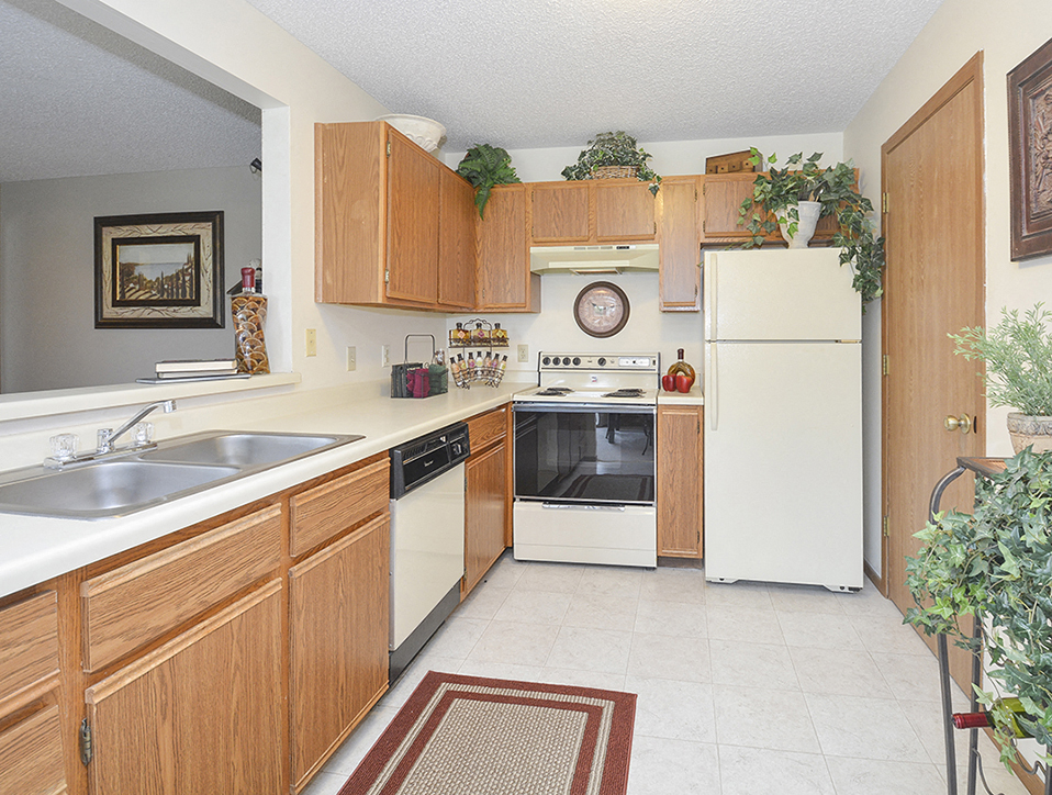 Kitchen with Dishwasher and White and Black Appliances