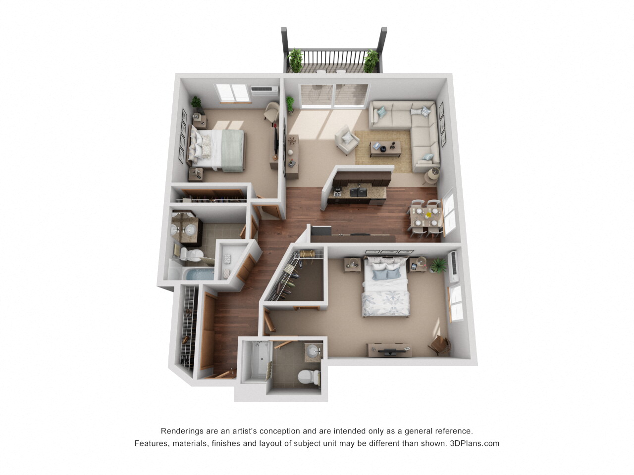 1044 sq.ft. Two Bed Two Bath
