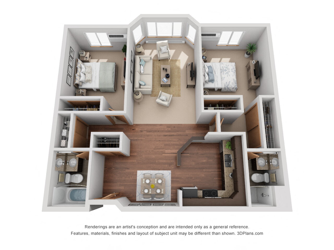 1024 sq.ft. Two Bed Two Bath