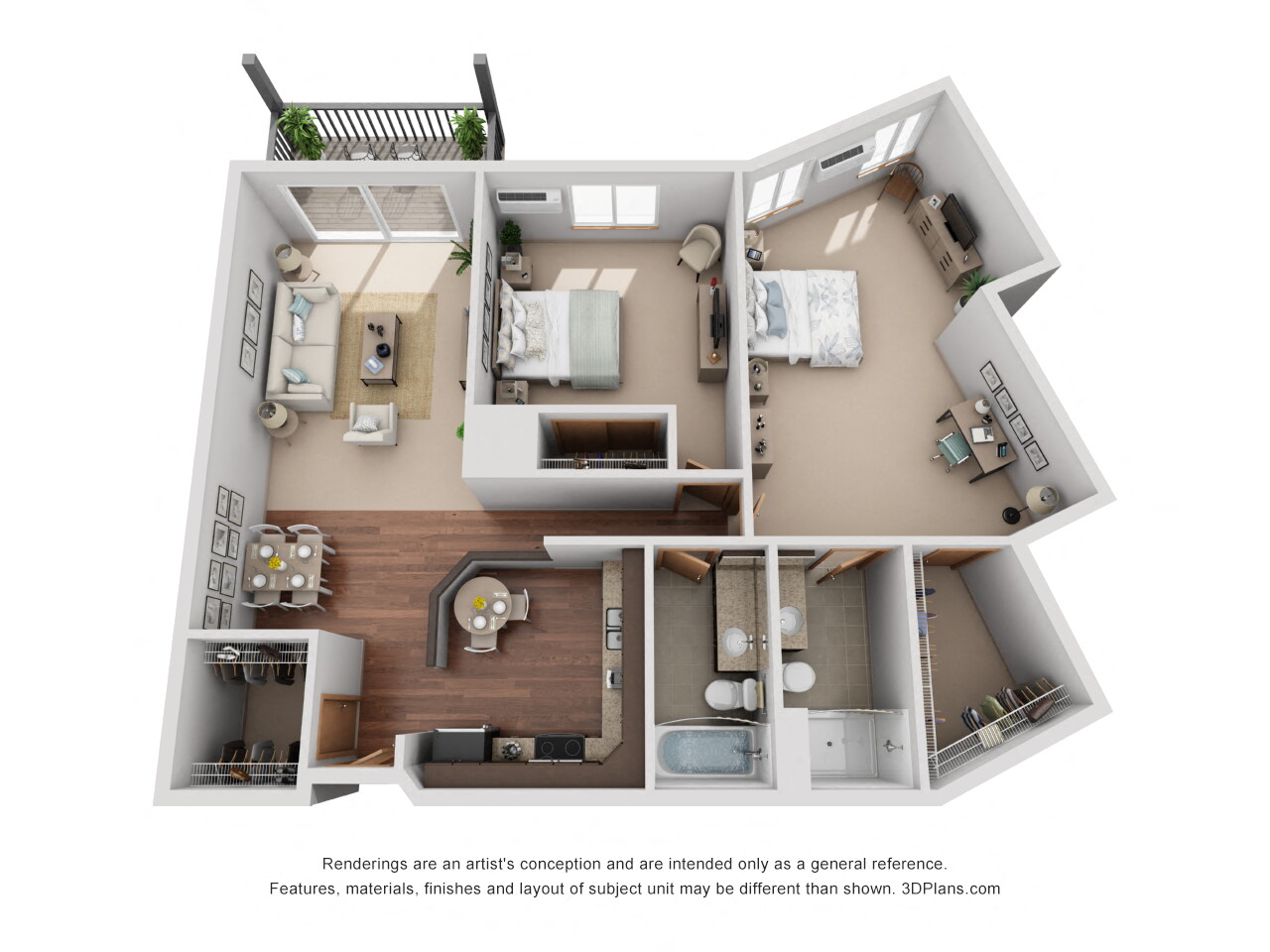 1245 sq.ft. Two Bed Two Bath